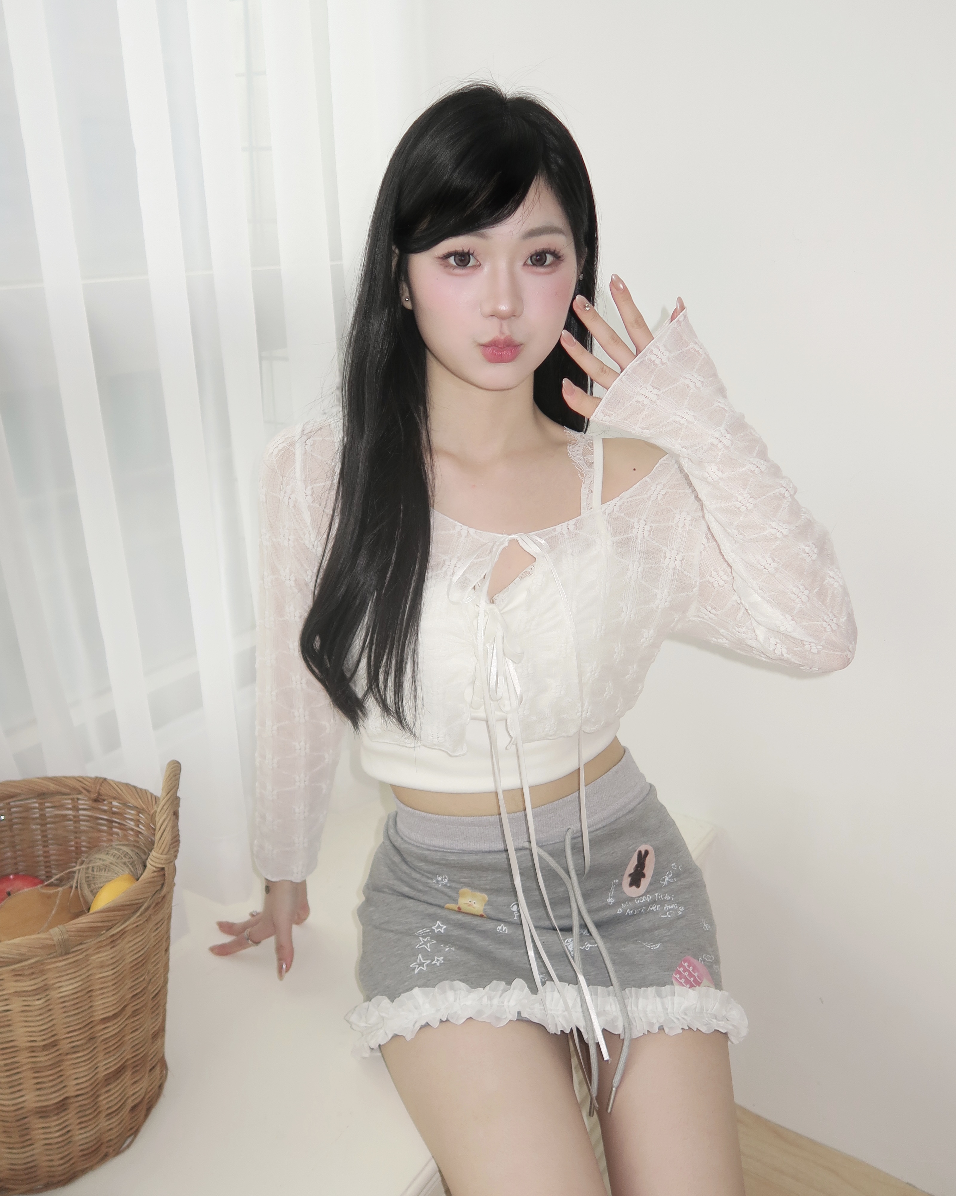防曬花花綁帶罩衫