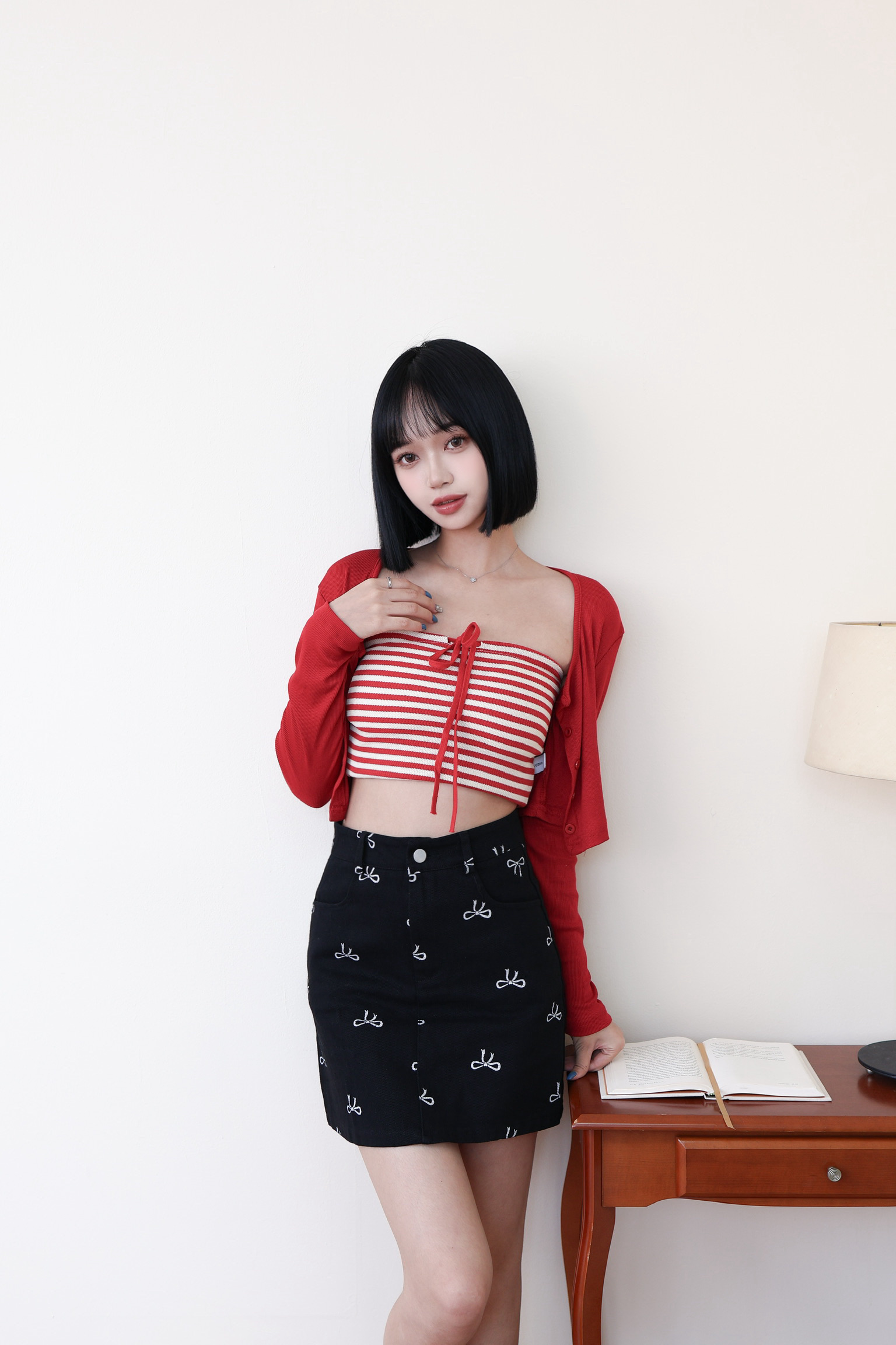 蝴蝶結刺繡A字裙