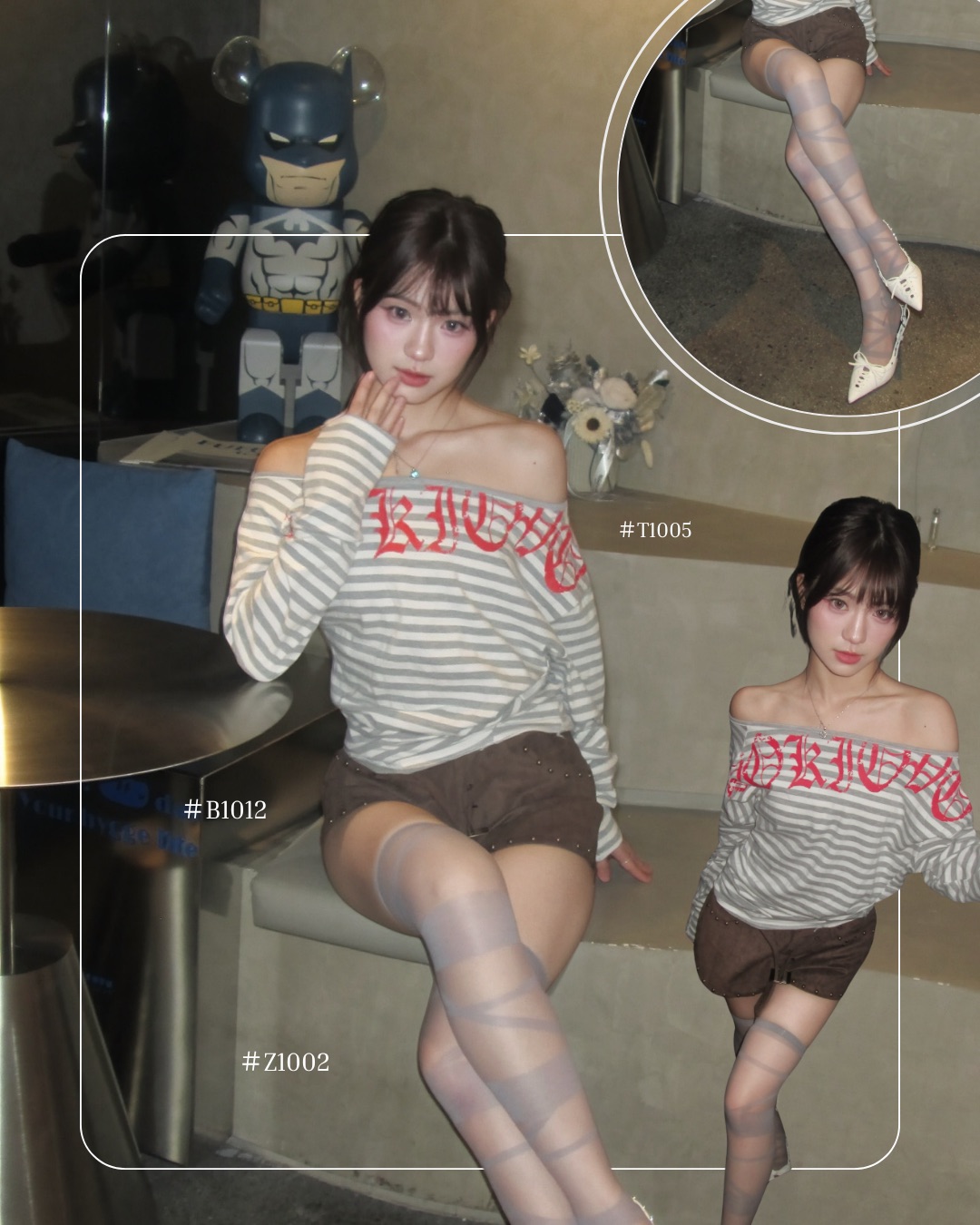 #Z1002亞裔風透視交叉長襪（3colors)