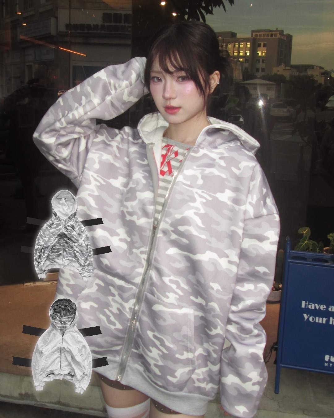 #J1009迷彩連帽外套（2colors)