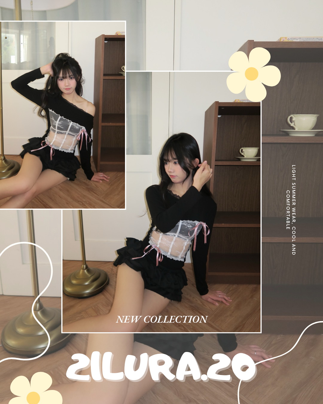 #T0303蕾絲拼接蝴蝶結綁帶上衣